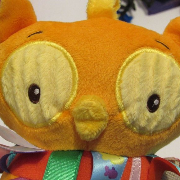 TaGgies Owl Plush Orange Yellow Baby Rattle Cuddly Minky Baby Toy Unisex 8” NWOT - Picture 2 of 7